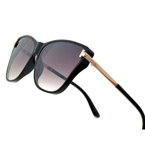 Women Sunglasses Fashion Retro Black Frame Cat Eye Gold Lentes Gafas Mujeres New